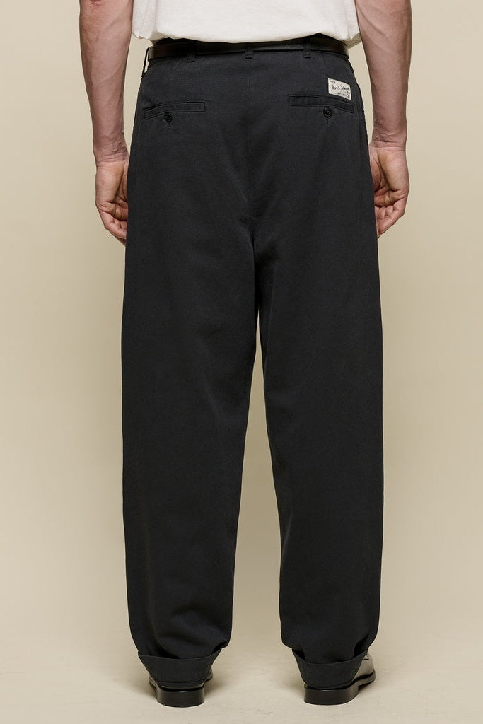 Merz b. Schwanen RIDER01T Pleated Twill Pants - deep black