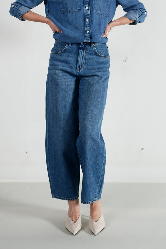 Saburo Jeans Barrel - mid stone