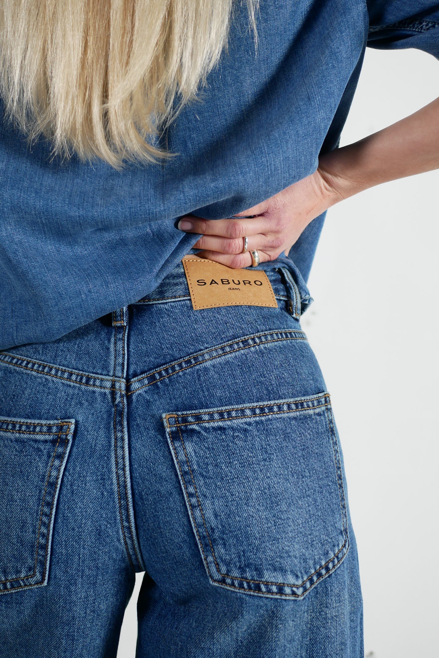 Saburo Jeans Barrel - mid stone