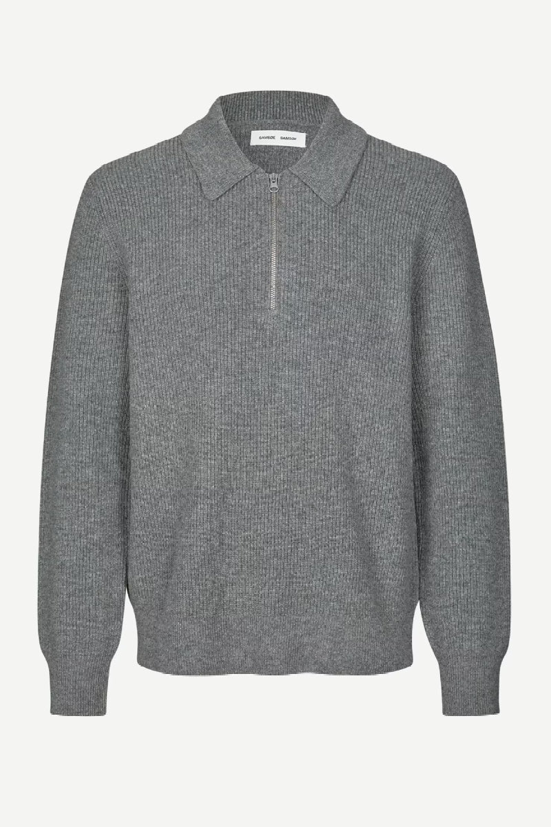 Samsøe Samsøe Saisaks half zip sweater - dark grey melange