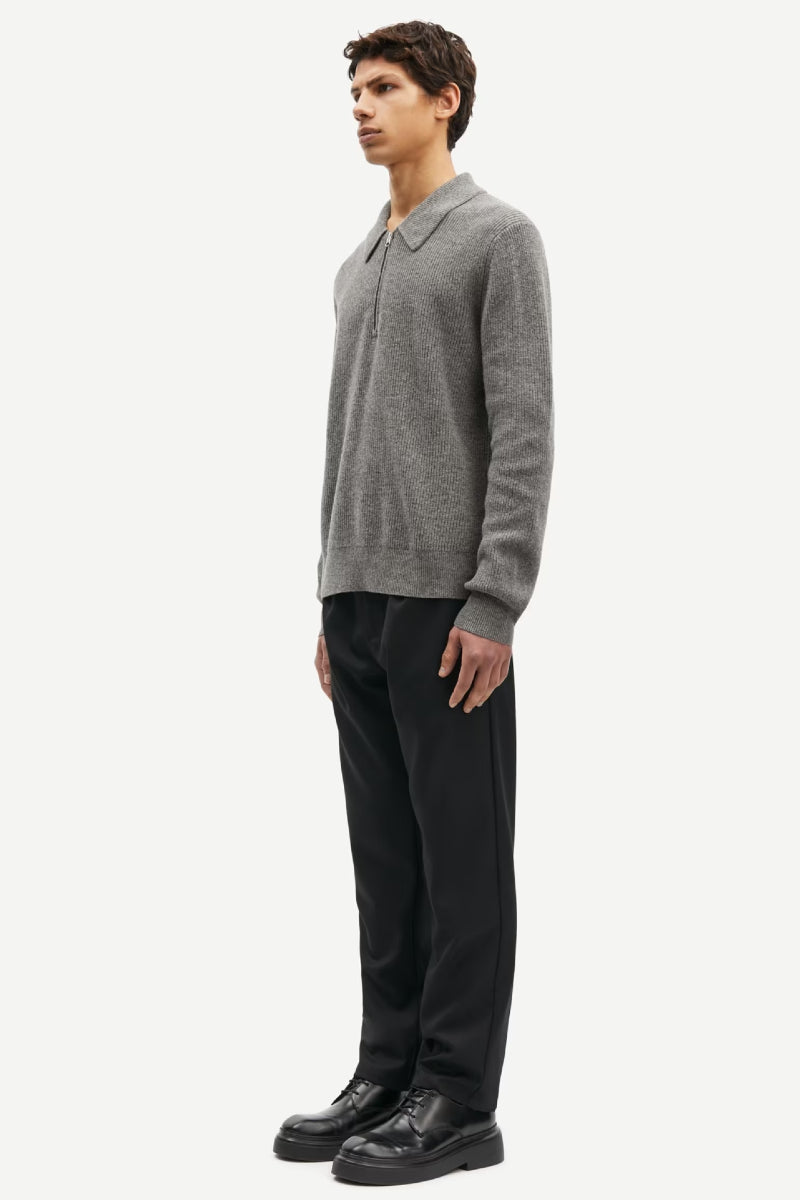 Samsøe & Samsøe Saisaks half zip sweater - dark grey melange