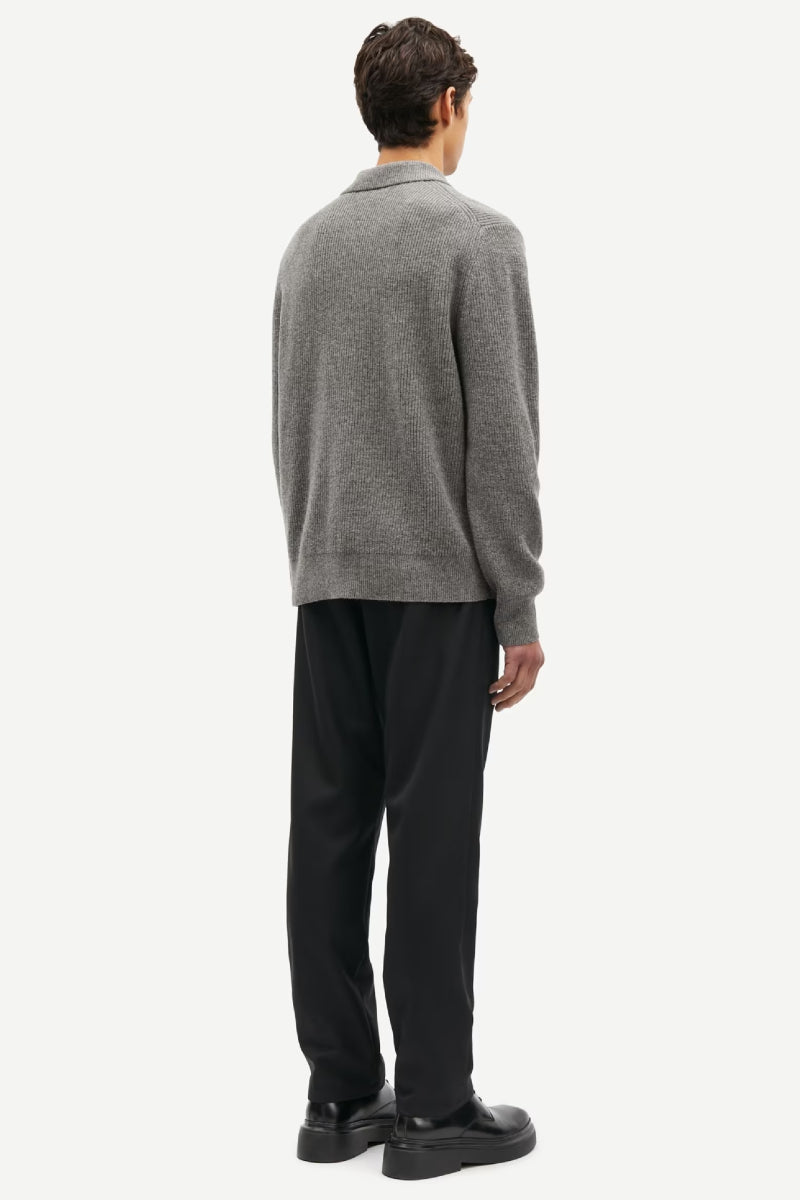 Samsøe & Samsøe Saisaks half zip sweater - dark grey melange