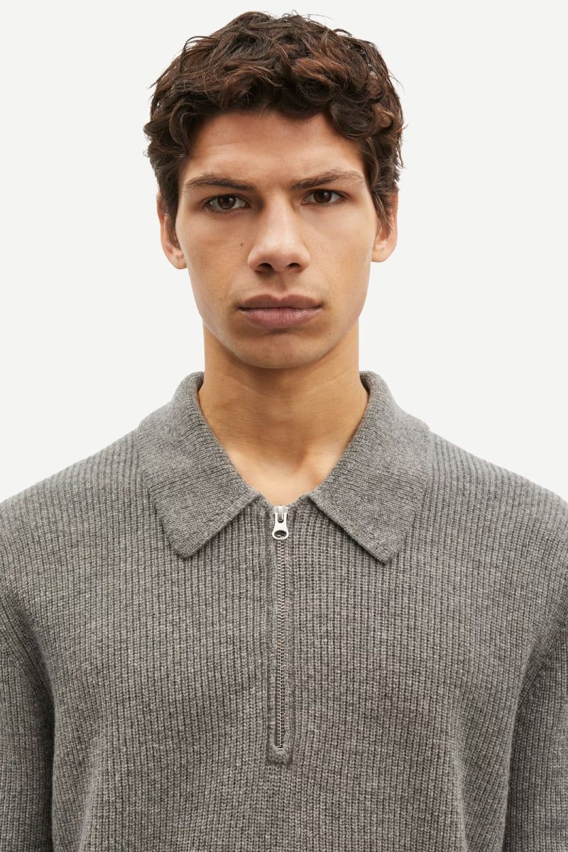 Samsøe & Samsøe Saisaks half zip sweater - dark grey melange