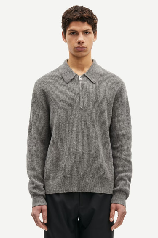 Samsøe & Samsøe Saisaks half zip sweater - dark grey melange