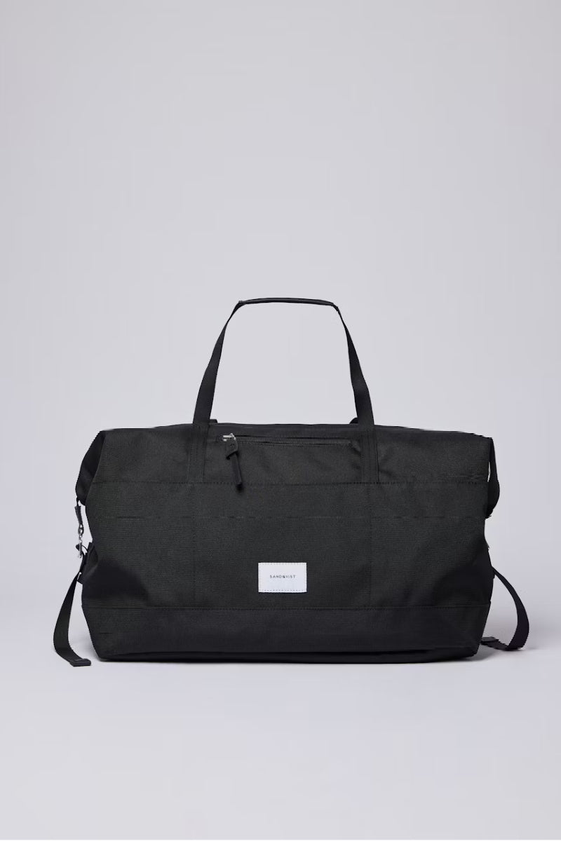 Sandqvist Milton Weekender - black with black leather