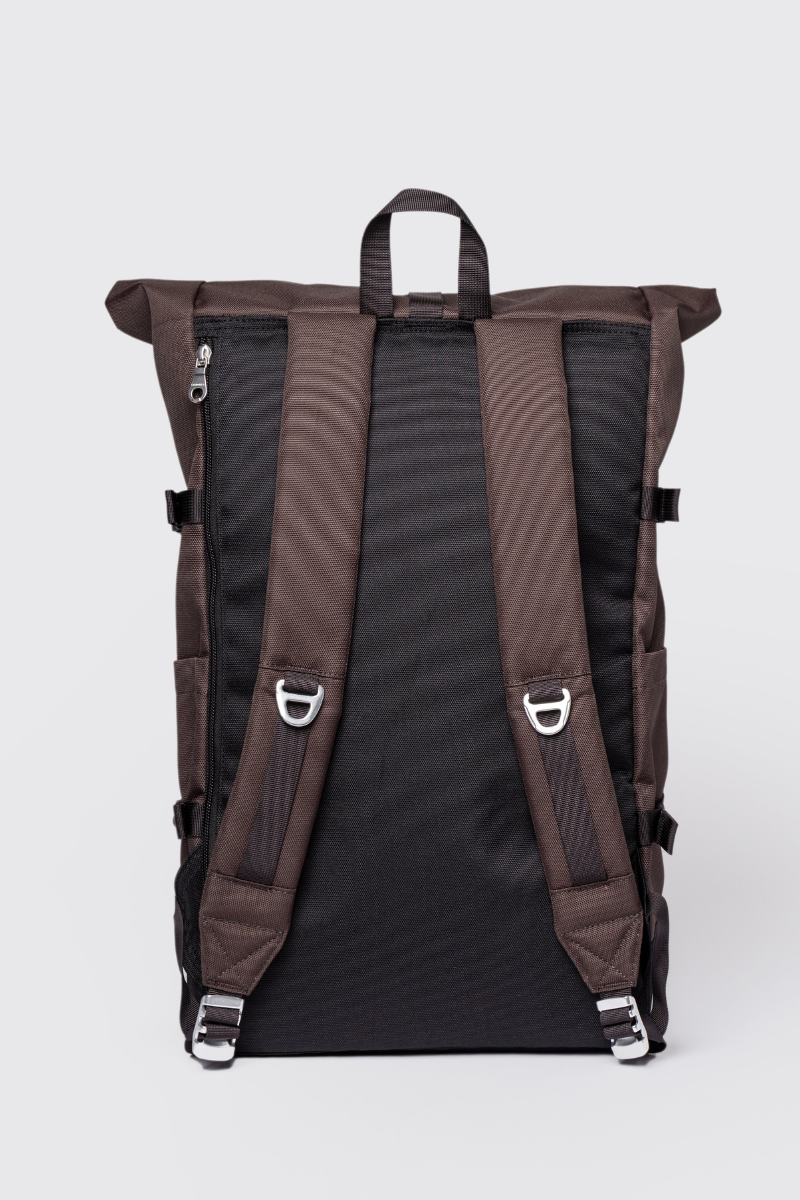 Sandqvist Icon Rolltop Backpack L - brown with natural leather