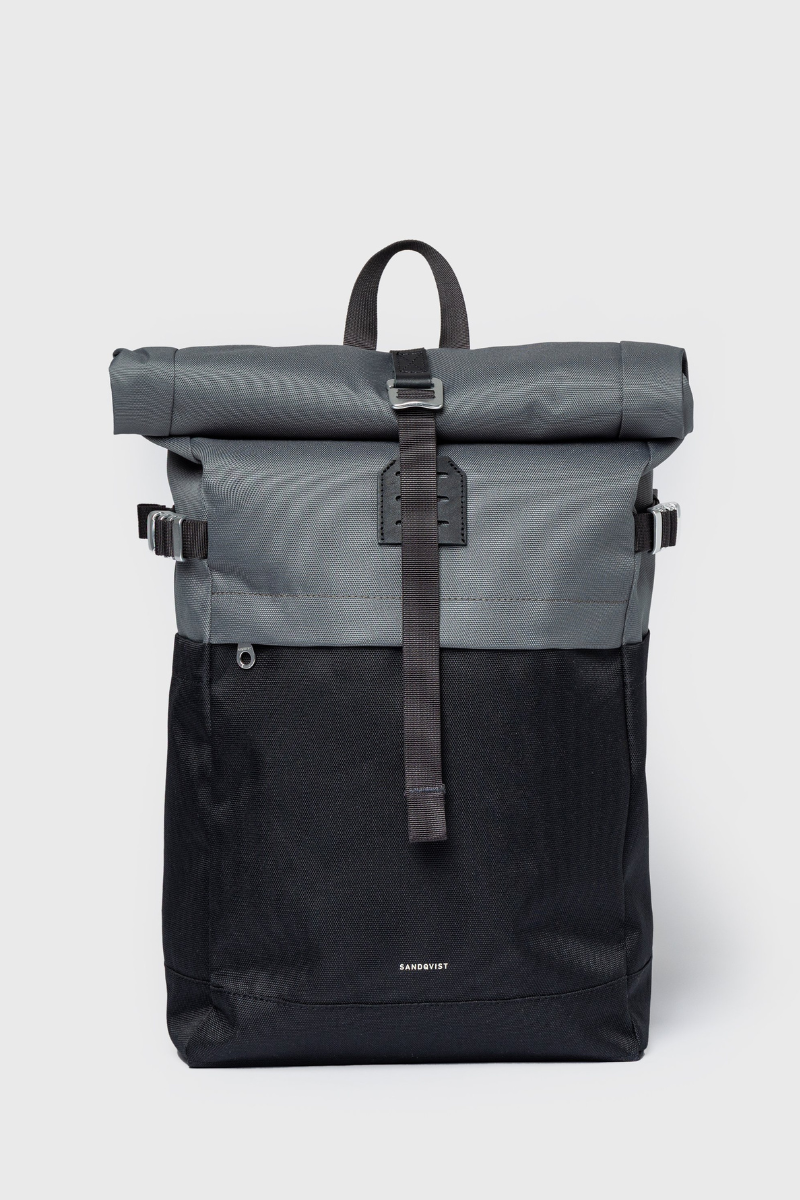 Sandqvist Icon Rolltop Backpack M - multi dark with black leather
