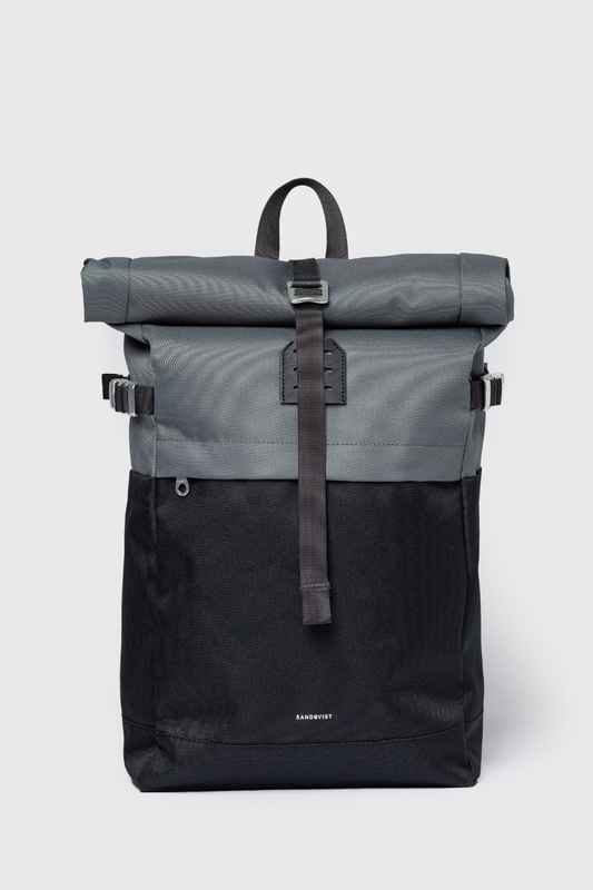 Sandqvist Icon Rolltop Backpack M - multi dark with black leather