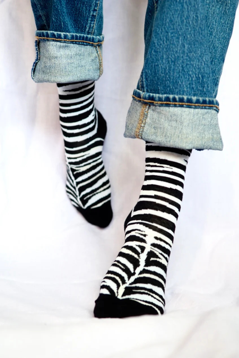 Sidoste ohuet merinovillasukat - Zebra zone