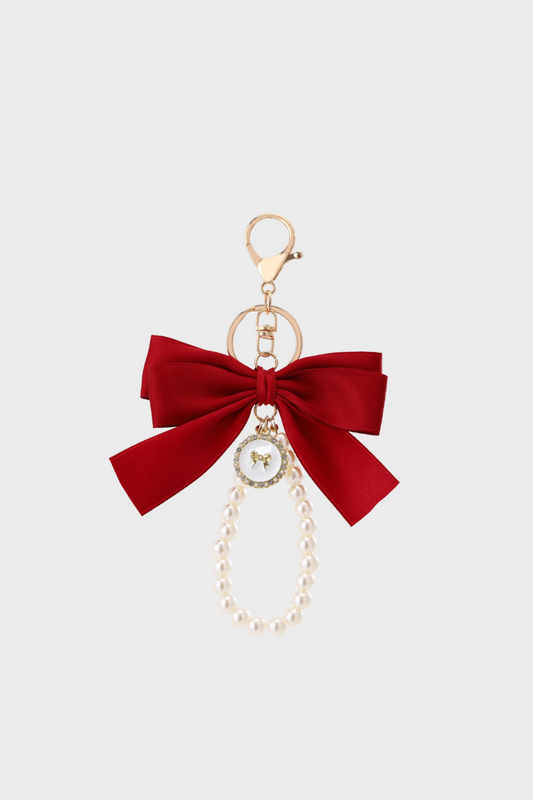 Sticky Bestie Bow Pearl Charm - red