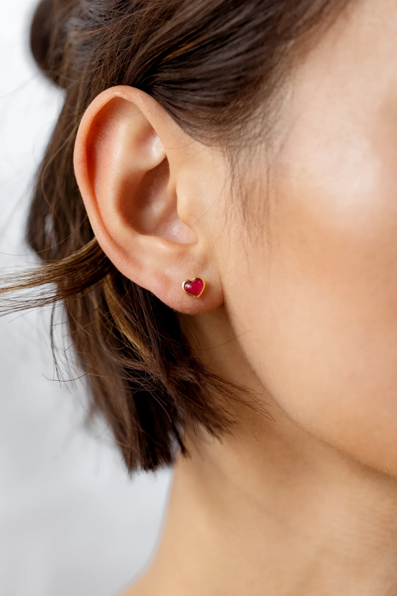 Syster P La La Love Stud Earrings - gold / pink quartz