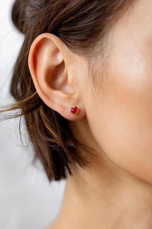 Syster P La La Love Stud Earrings - gold / pink quartz