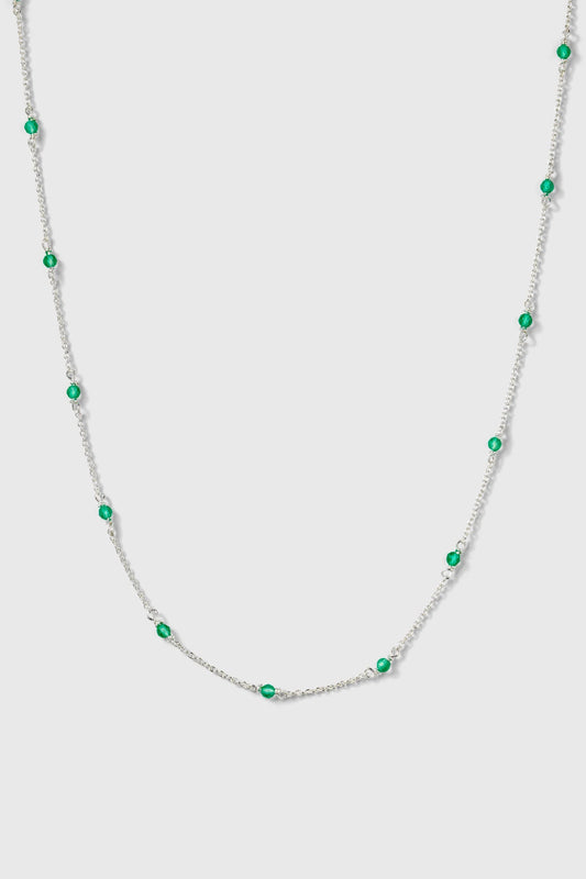 Syster P Santa Monica Necklace - silver green onyx