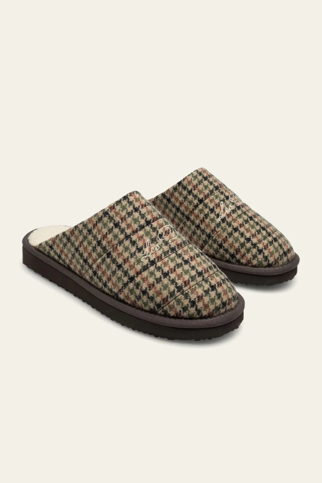 Les Deux Truman Houndstooth Padded slipper - warm sand / black