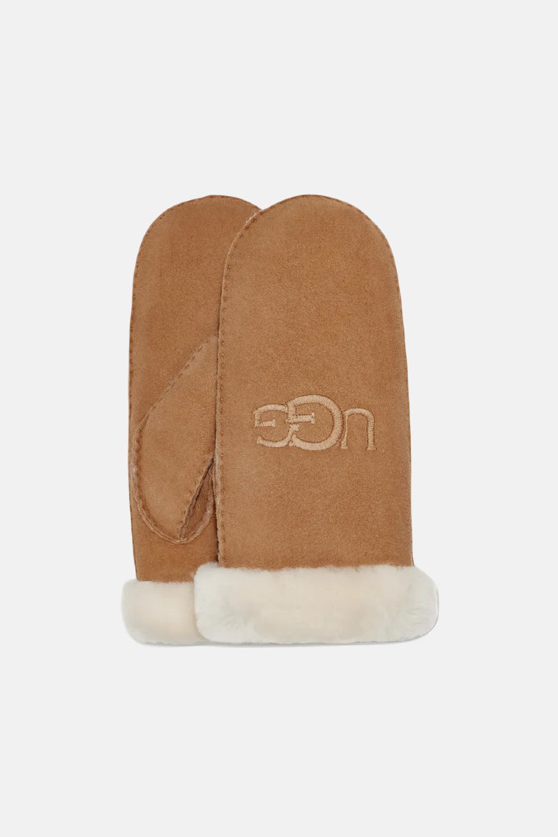 UGG Sheepskin Embroided mitten - chestnut