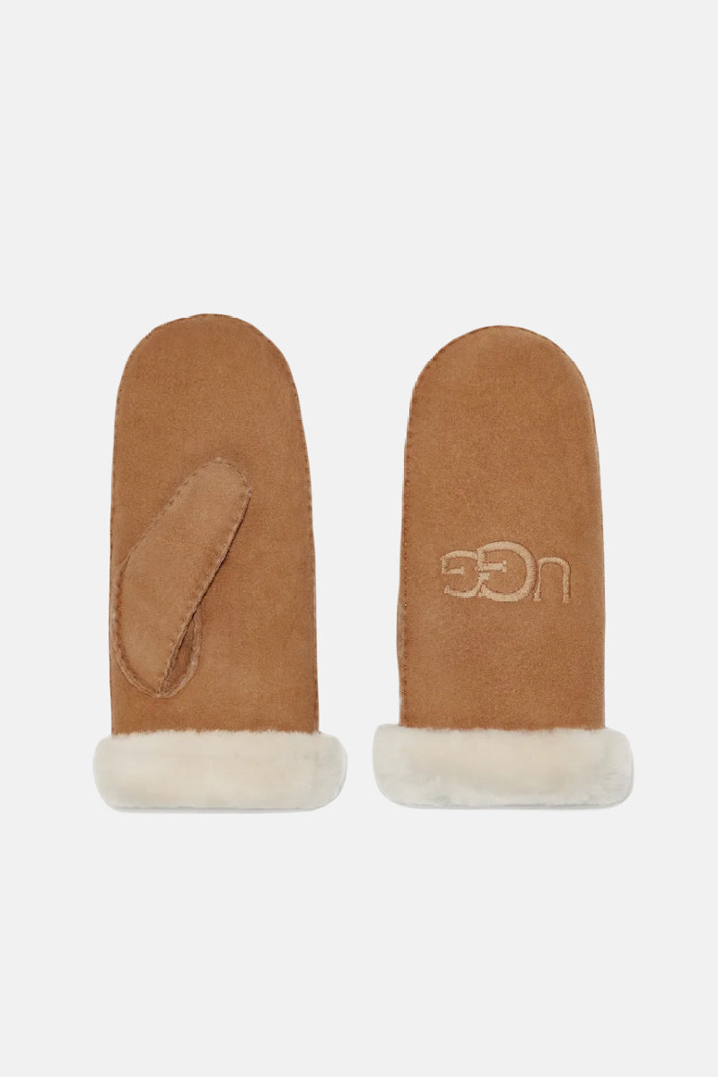 UGG Sheepskin Embroided mitten - chestnut