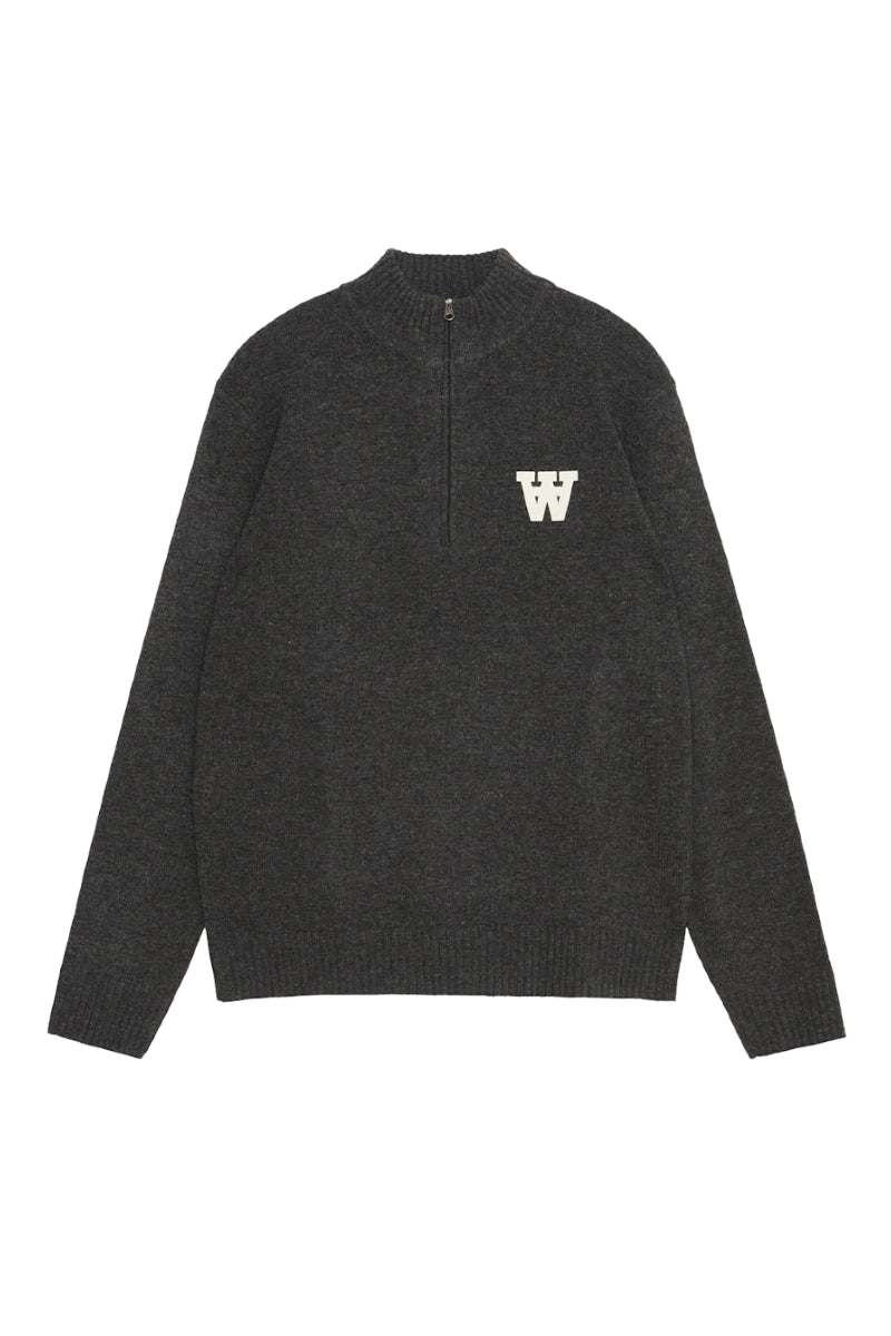 Double A by Wood Wood Blu Halfzip jumper - charcoal