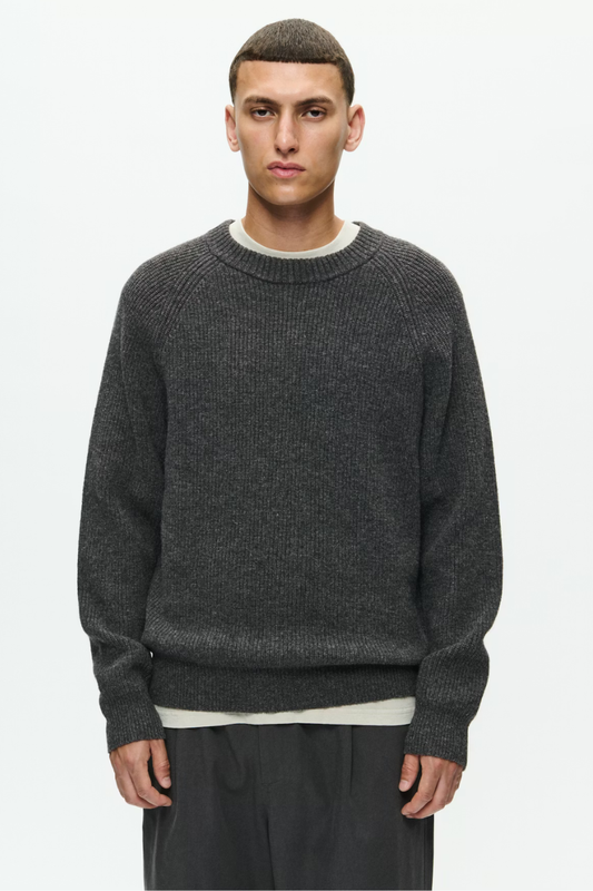 Wood Wood WWKevin crew neck - gray pinstriped melange