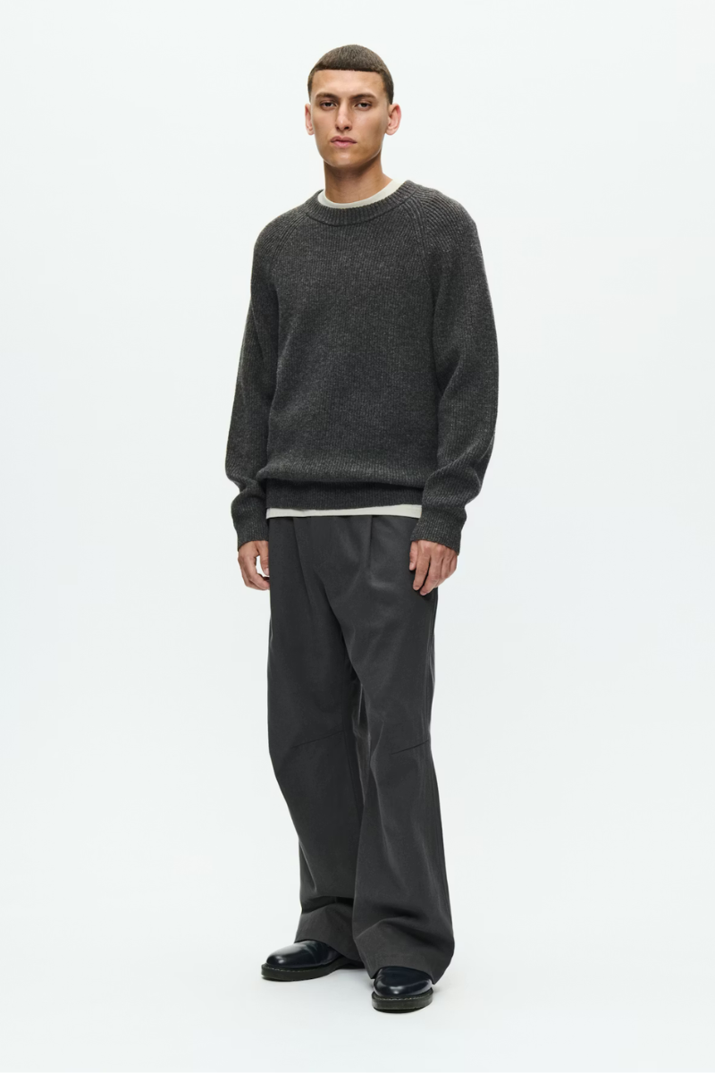 Wood Wood WWKevin crew neck - gray pinstriped melange