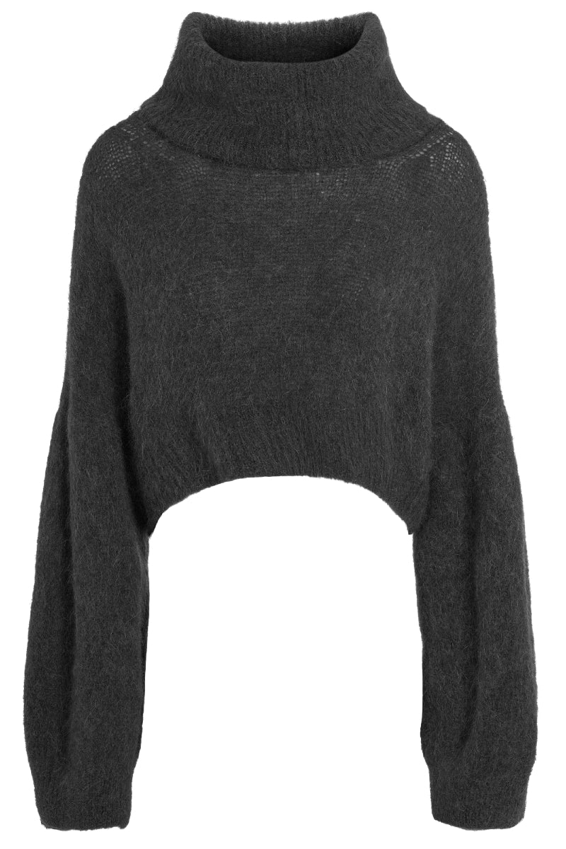 Americandreams Andrea Rollneck cropped alpaca pullover - black