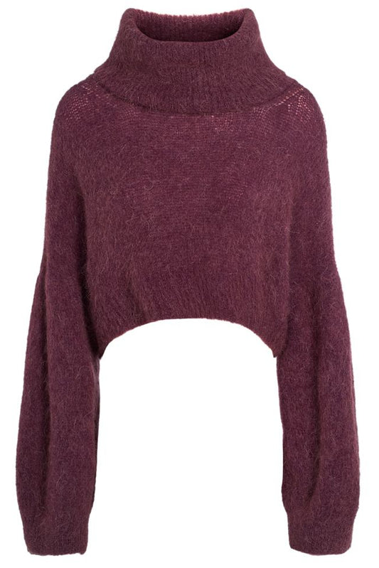Americandreams Andrea Rollneck Cropped alpaca pullover - bordeaux