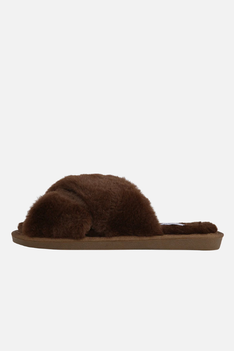 Americandreams Lou Faux fur slippers - chocolate brown