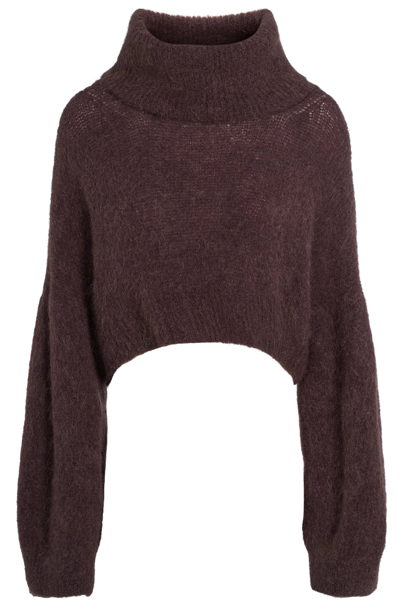 Americandreams Andrea Rollneck cropped alpaca pullover - Cocoa
