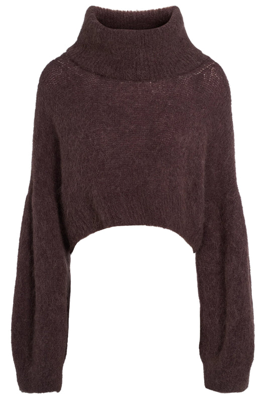 Americandreams Andrea Rollneck cropped alpaca pullover - Cocoa