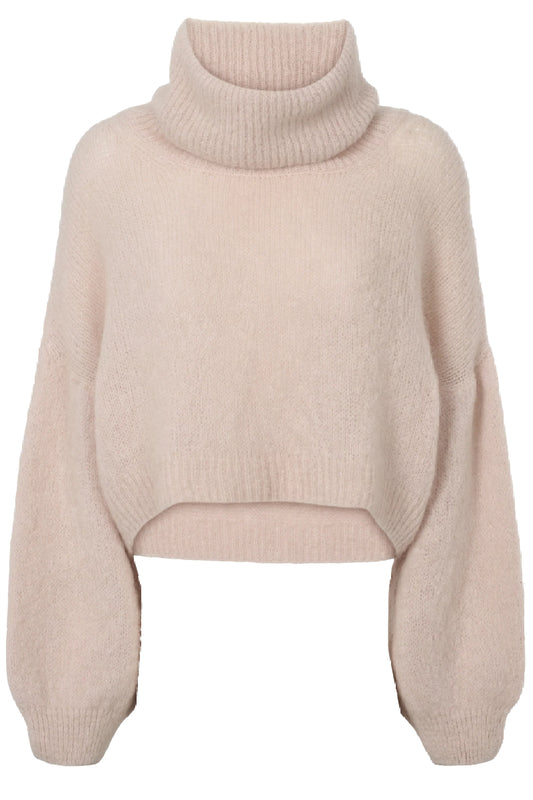 Americandreams Andrea Rollneck cropped alpaca pullover - light taupe