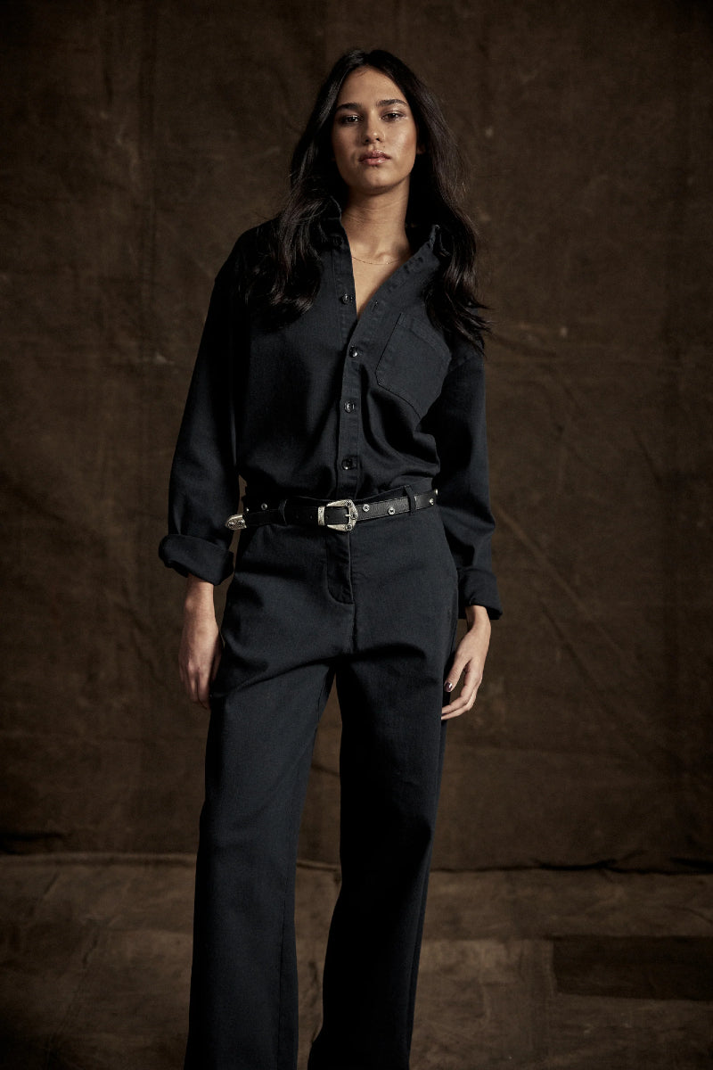 AVENY Beverly Pant Washed Twill - Black Washed Out Effect