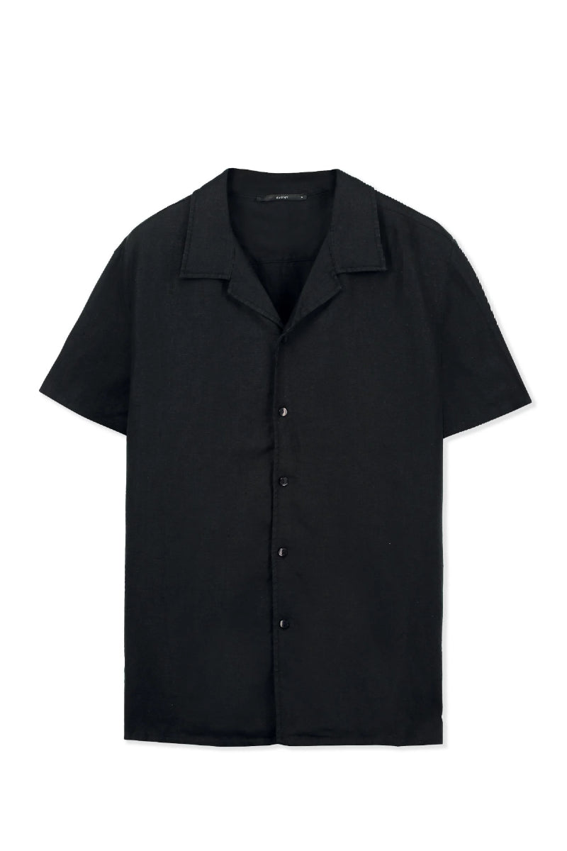 AVENY Collins SS Linen Shirt - black