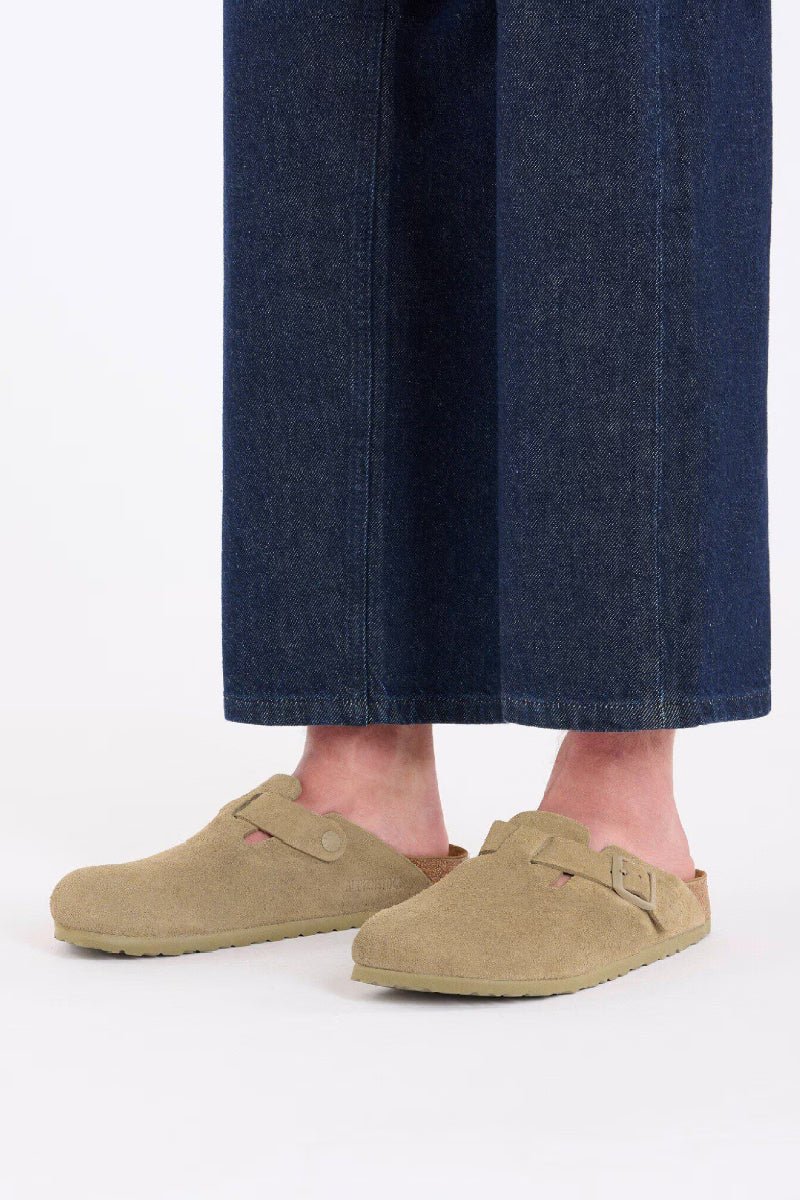 Birkenstock Boston Suede Narrow fit - faded khaki