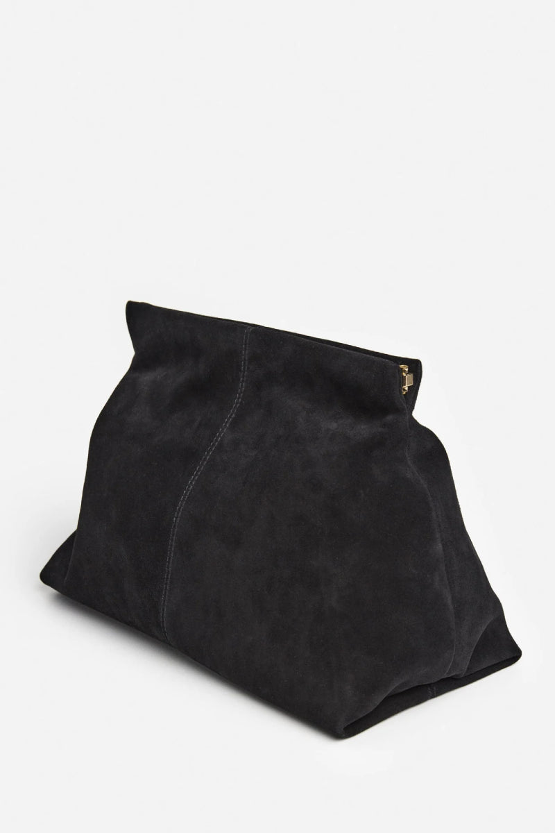 Flattered Clay Clutch - suede black