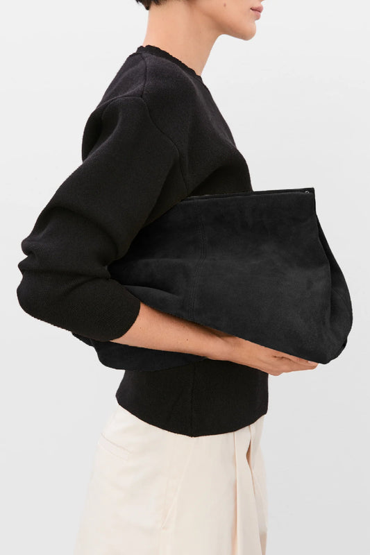 Flattered Clay Clutch - suede black