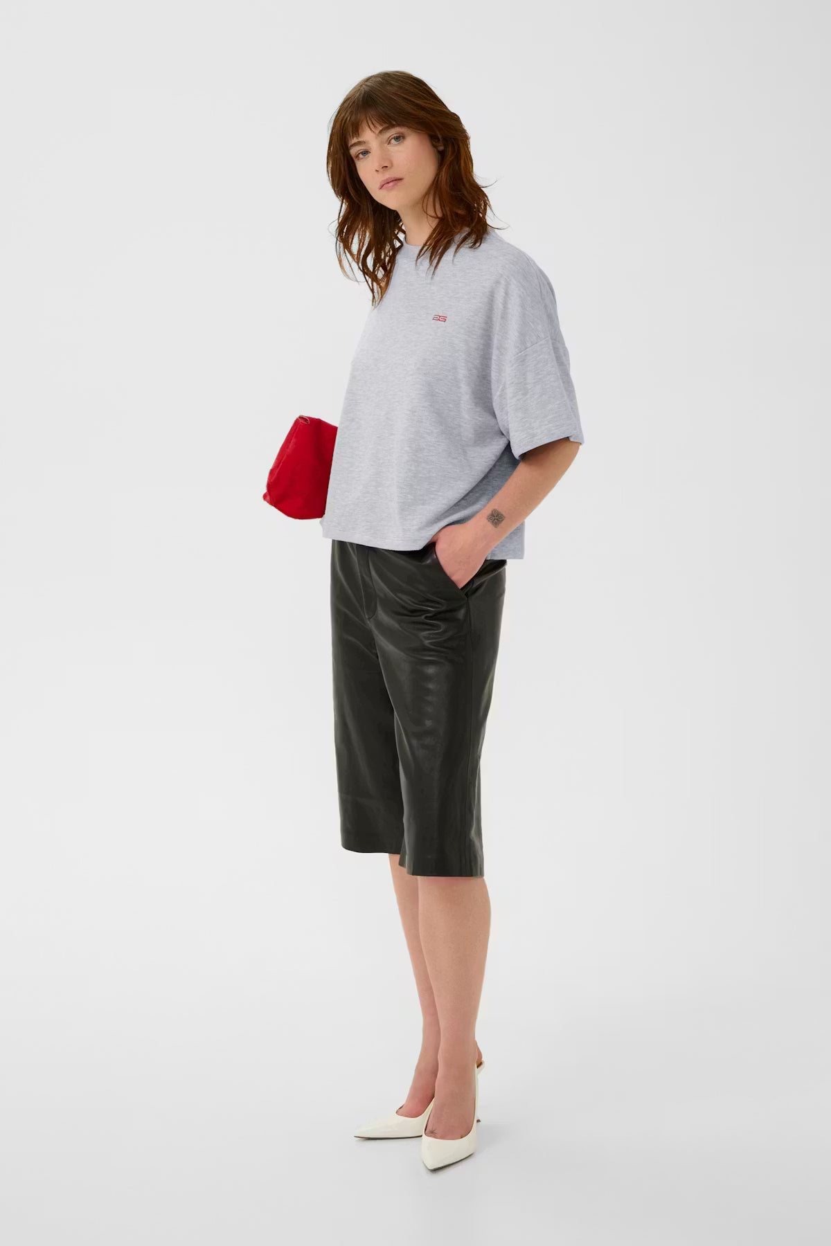 Gestuz GZgilsa seat tee - ultra light grey melange