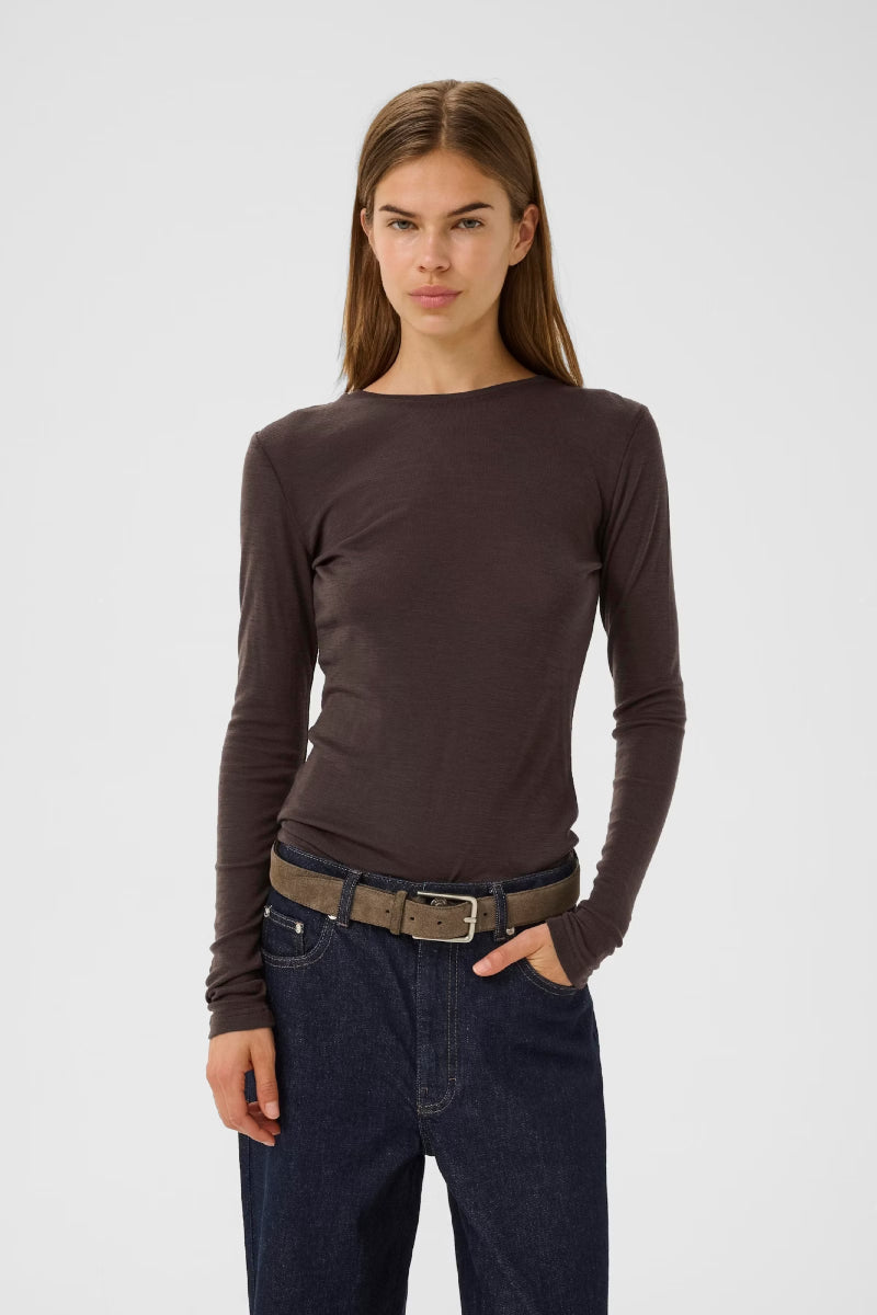 Gestuz GZninia ls wool roundneck - molé