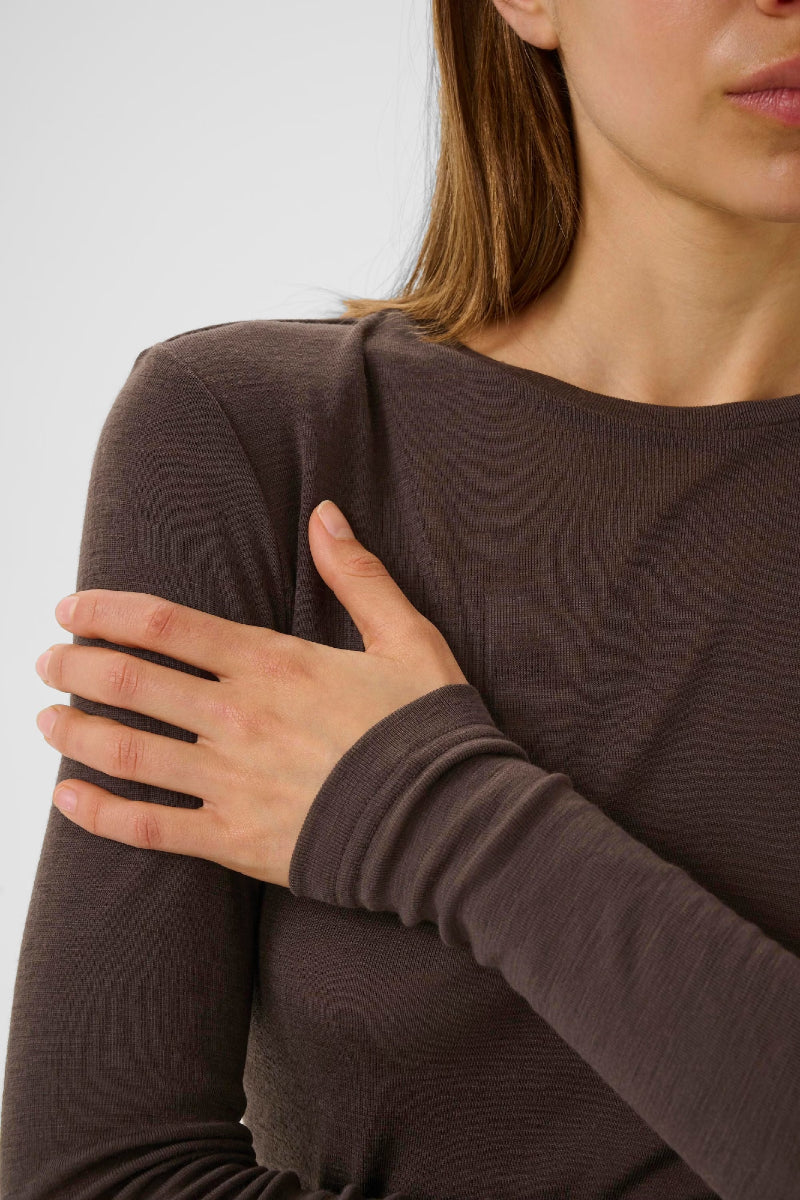 Gestuz GZninia ls wool roundneck - molé