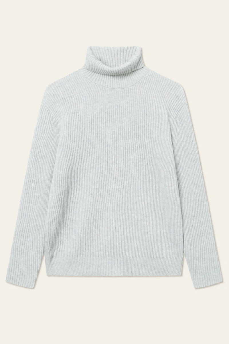 Les Deux Eddie Wool Rib Rollneck Knit - snow melange