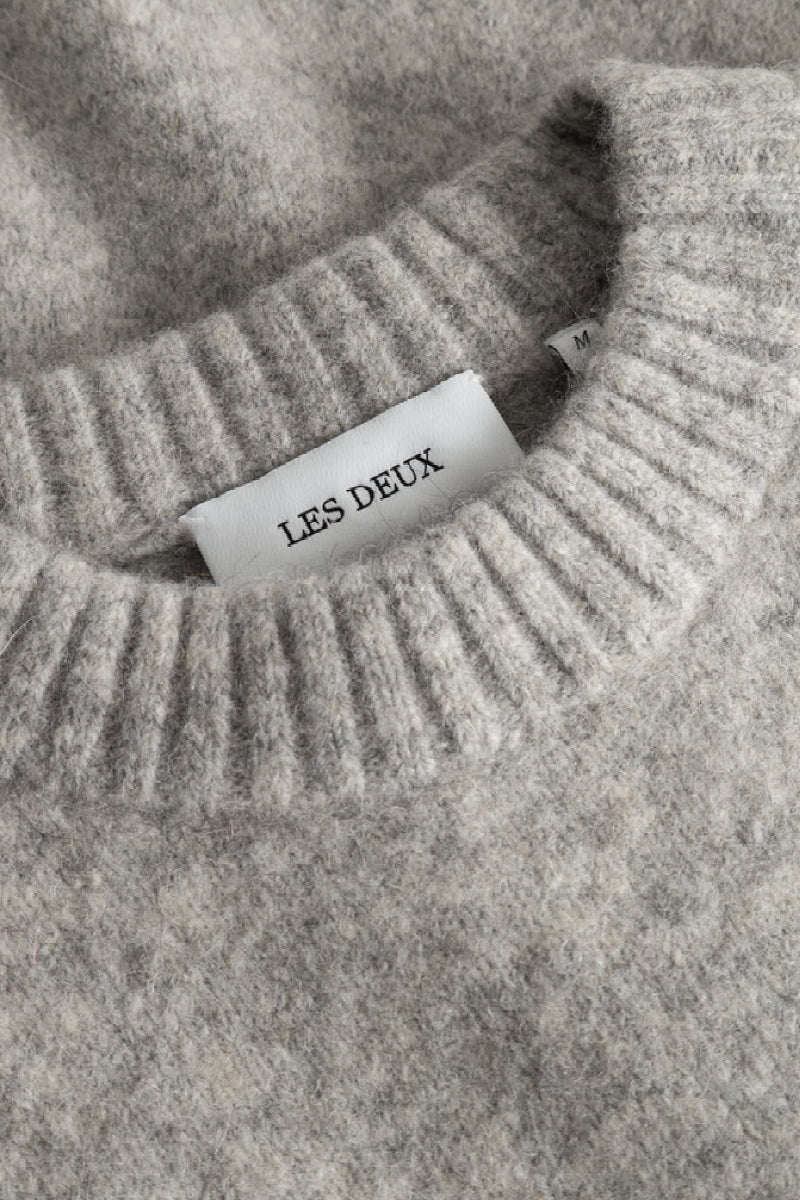 Les Deux Gilbert Roundneck Knit - light grey melange