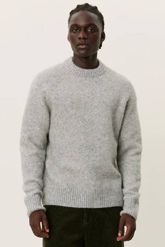 Les Deux Gilbert Roundneck Knit - light grey melange