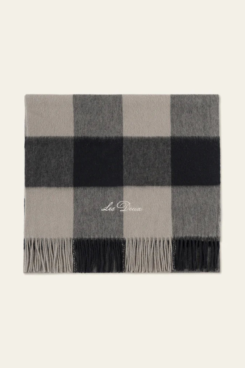 Les Deux Raiden Buffalo Check Scarf - dark sand/black