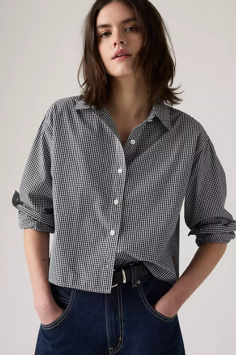 Levi's Cropped Harlie shirt - Hedi Micro Gingham Cloud Dancer