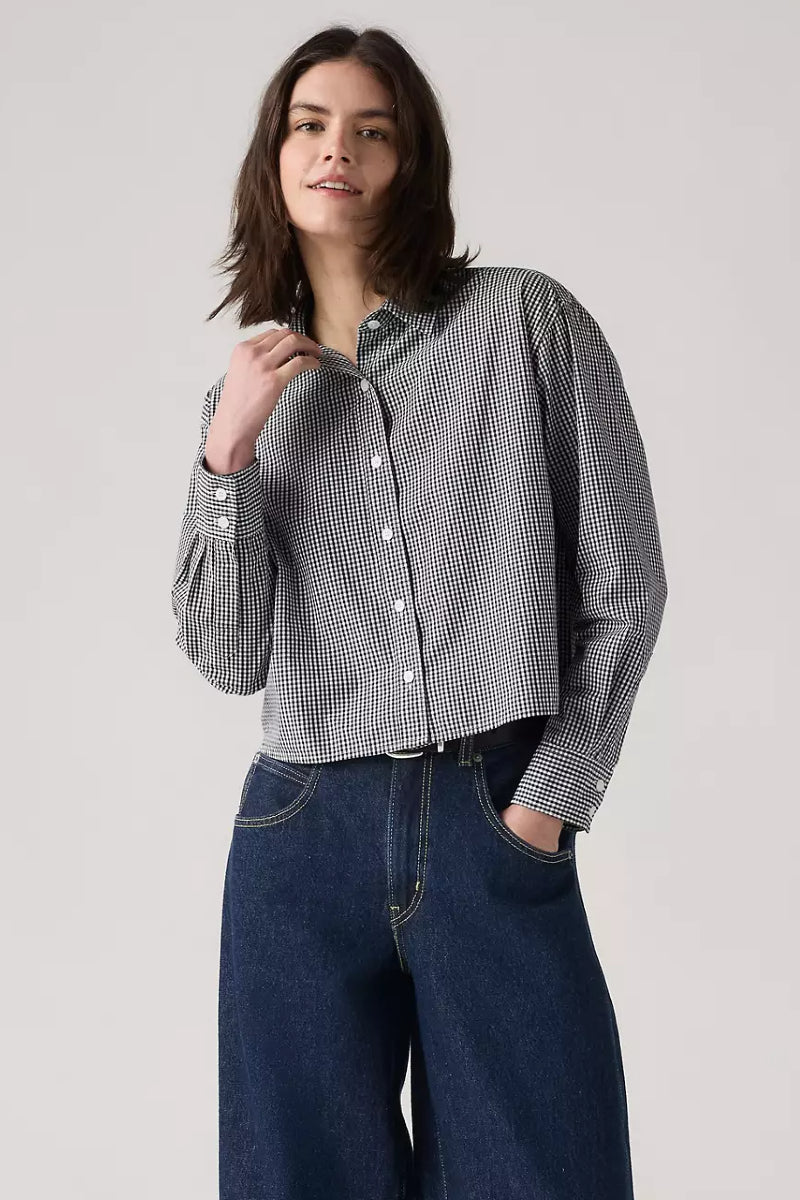 Levi's Cropped Harlie shirt - Hedi Micro Gingham Cloud Dancer