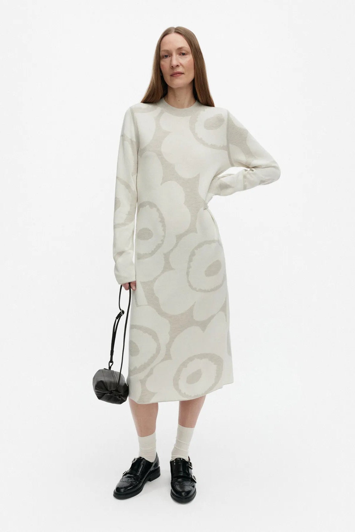 Marimekko Ennallaan Unikko neulemekko - valkoinen / vaaleanharmaa