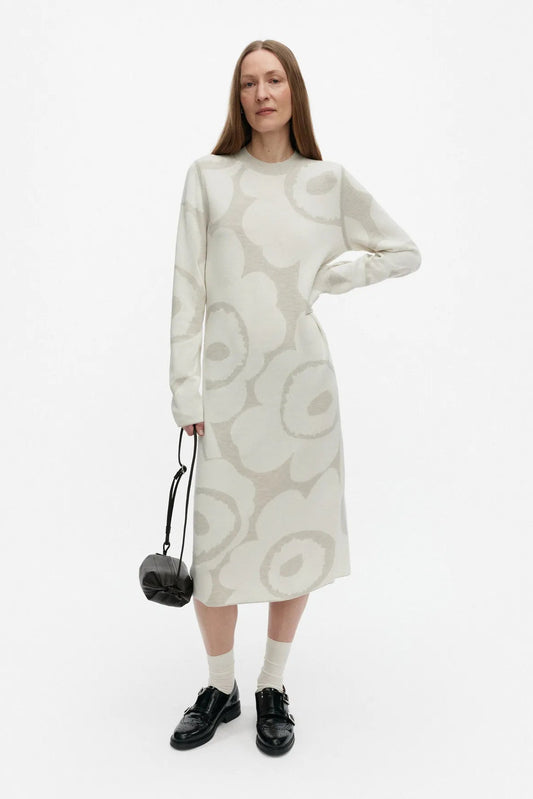 Marimekko Ennallaan Unikko neulemekko - valkoinen / vaaleanharmaa