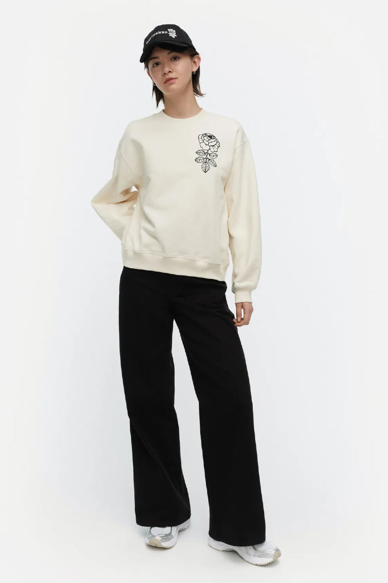 Marimekko Hiutale Vihkiruusu Placement Kioski collegepaita - luonnonvalkoinen