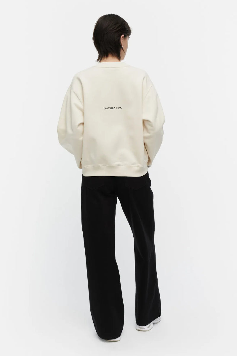 Marimekko Hiutale Vihkiruusu Placement Kioski collegepaita - luonnonvalkoinen