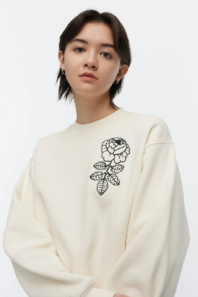 Marimekko Hiutale Vihkiruusu Placement Kioski collegepaita - luonnonvalkoinen