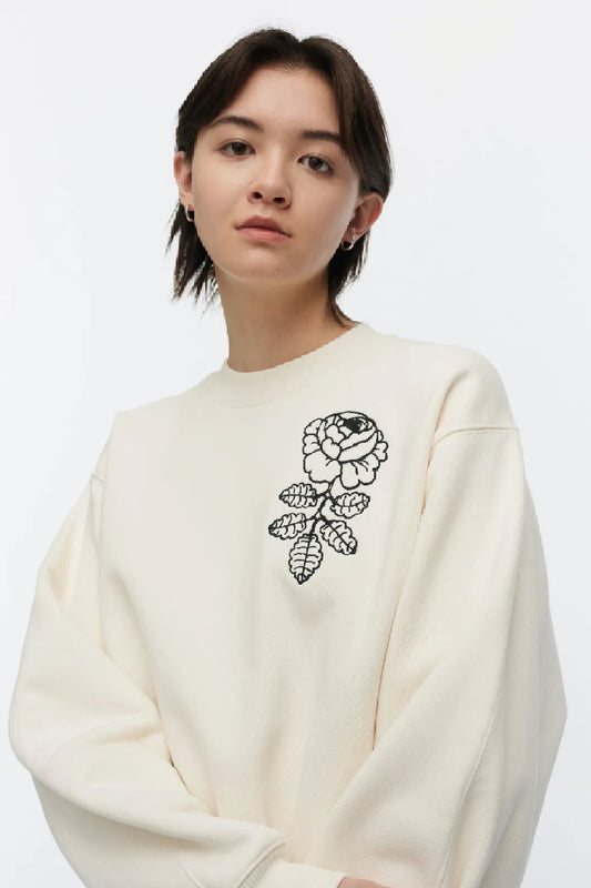 Marimekko Hiutale Vihkiruusu Placement Kioski collegepaita - luonnonvalkoinen