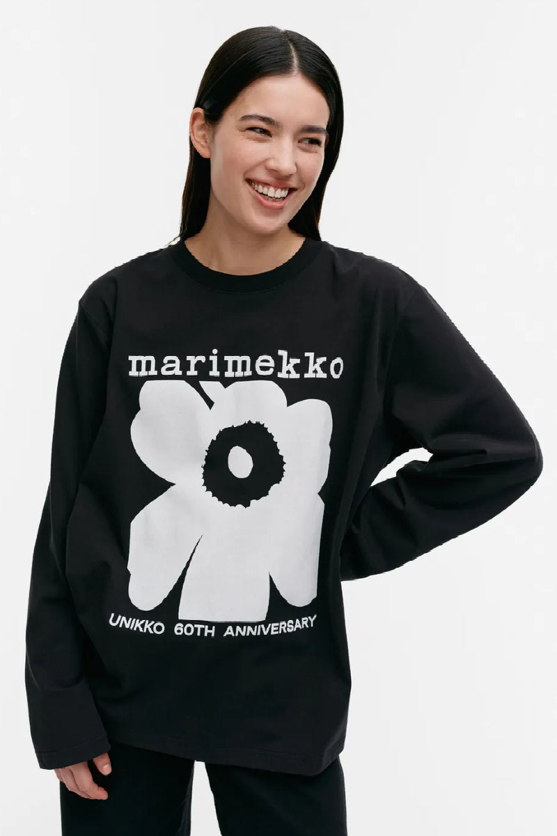 Marimekko Kioski Biitti Unikko Placement trikoopaita - musta